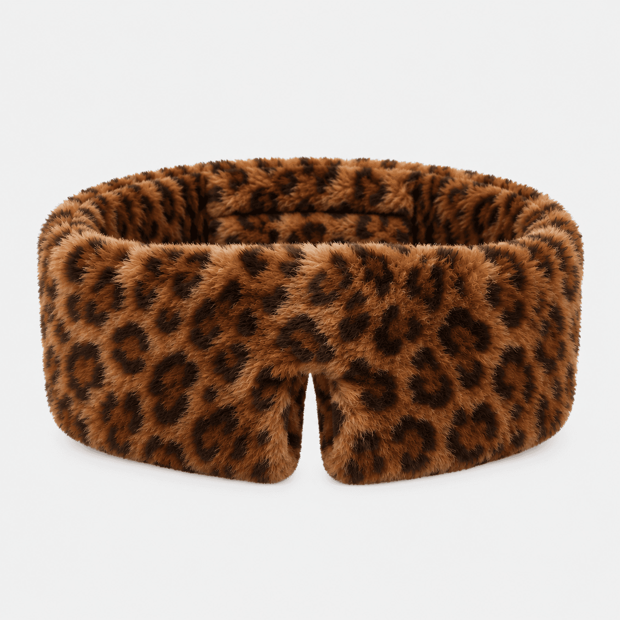 Leopard-print plush silk sleep mask.